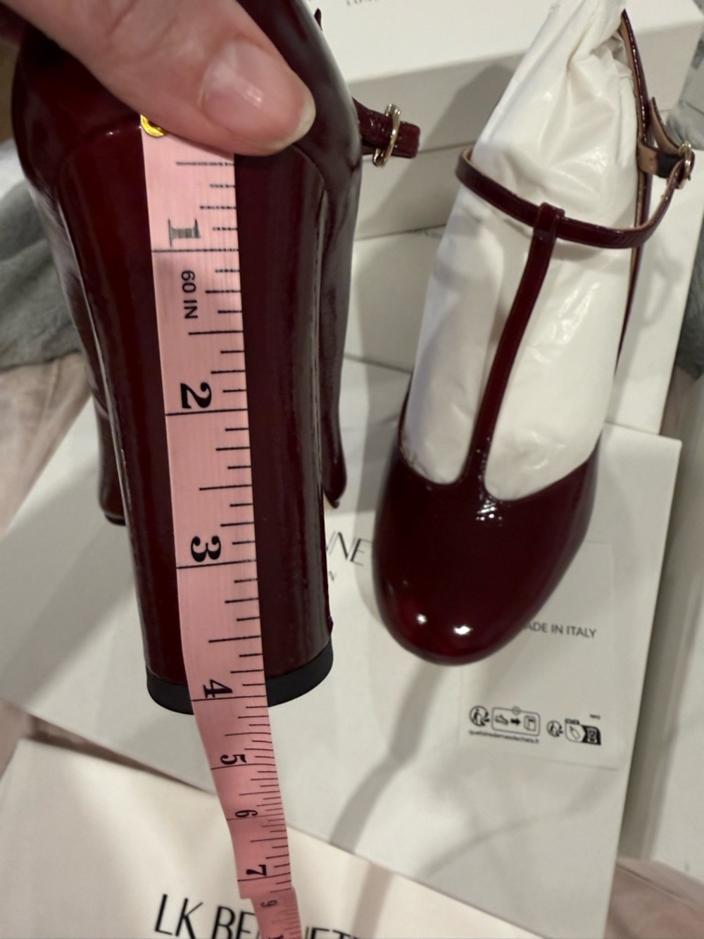 LK Bennett Burgundy Patent T‑Bar Pumps - Picture 12 of 13